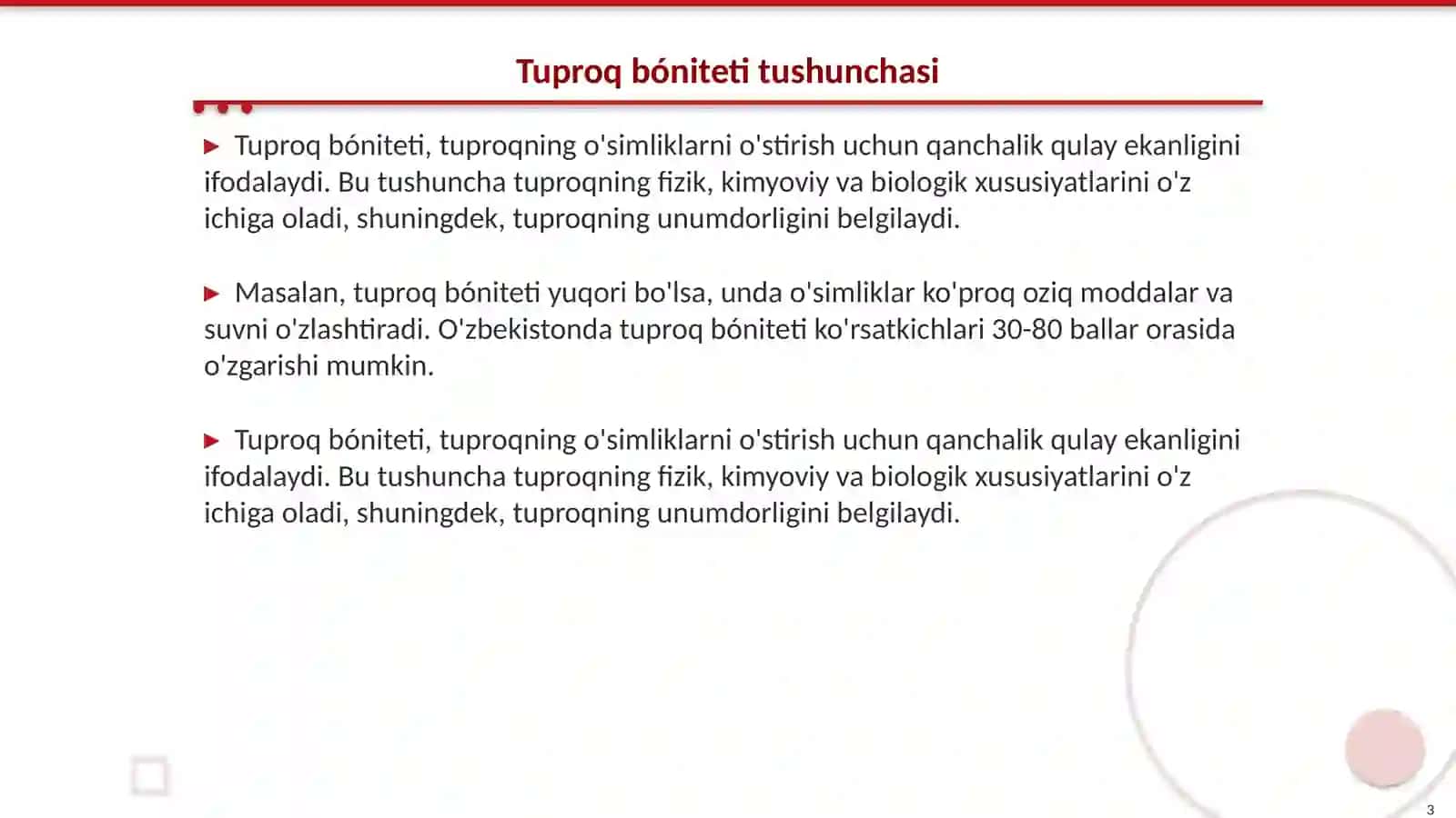 Tuproq bóniteti 3