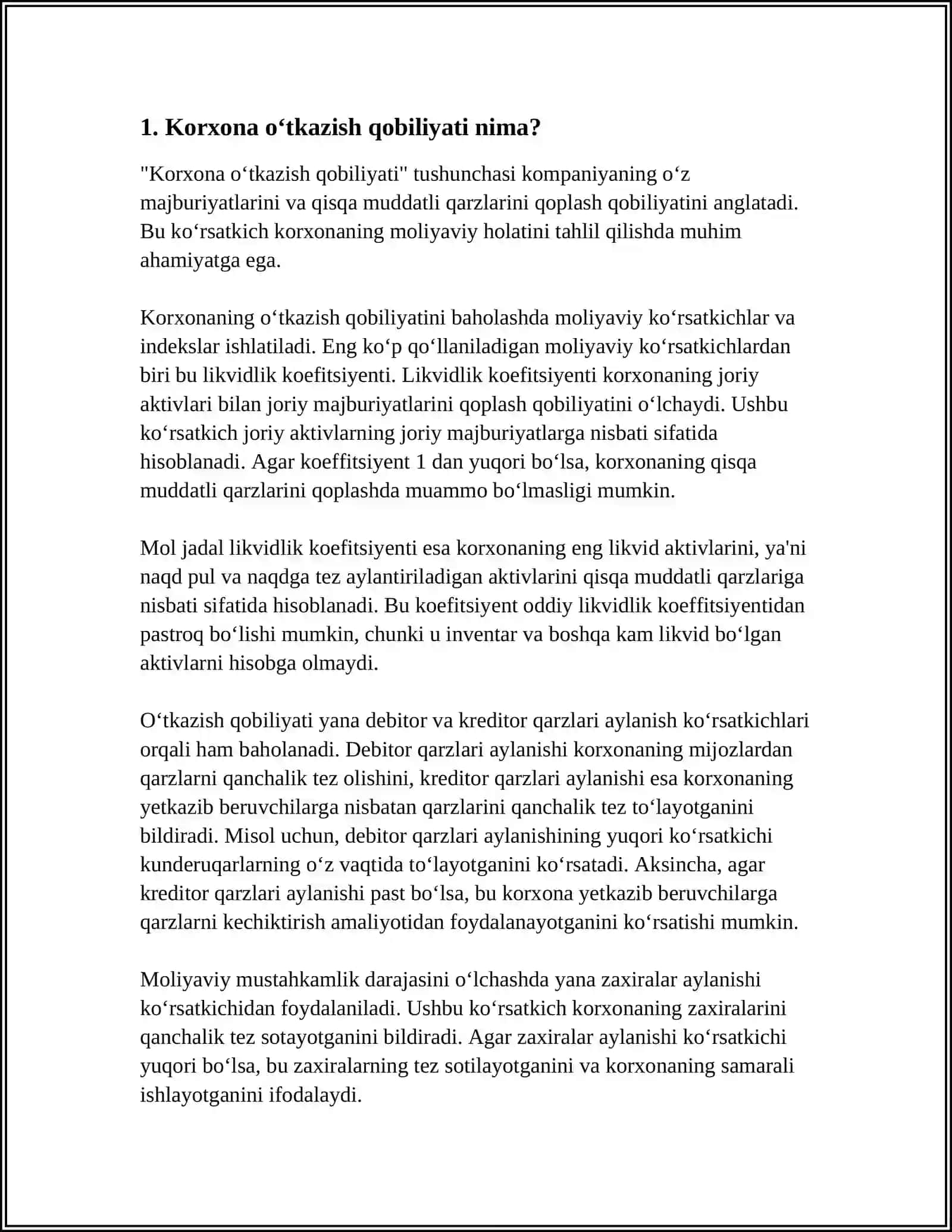 KORXONANING OʻTKAZISH QOBILIYATINI HISOBLASH 3