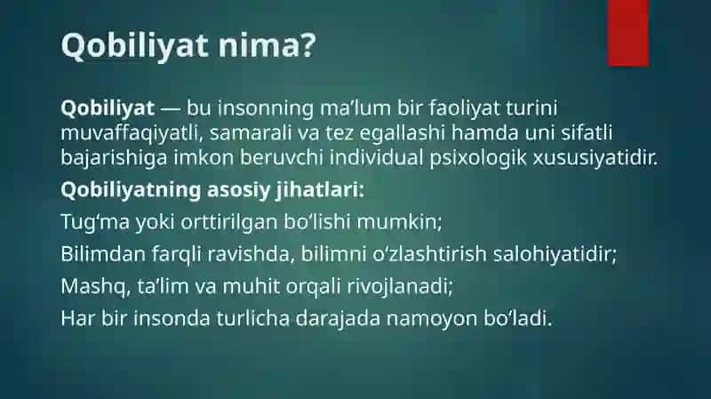 Qobiliyat Rivojlanishi 3