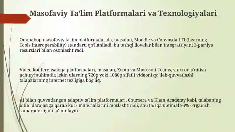 Masofaviy Ta'lim Platformalari va Texnologiyalari 3