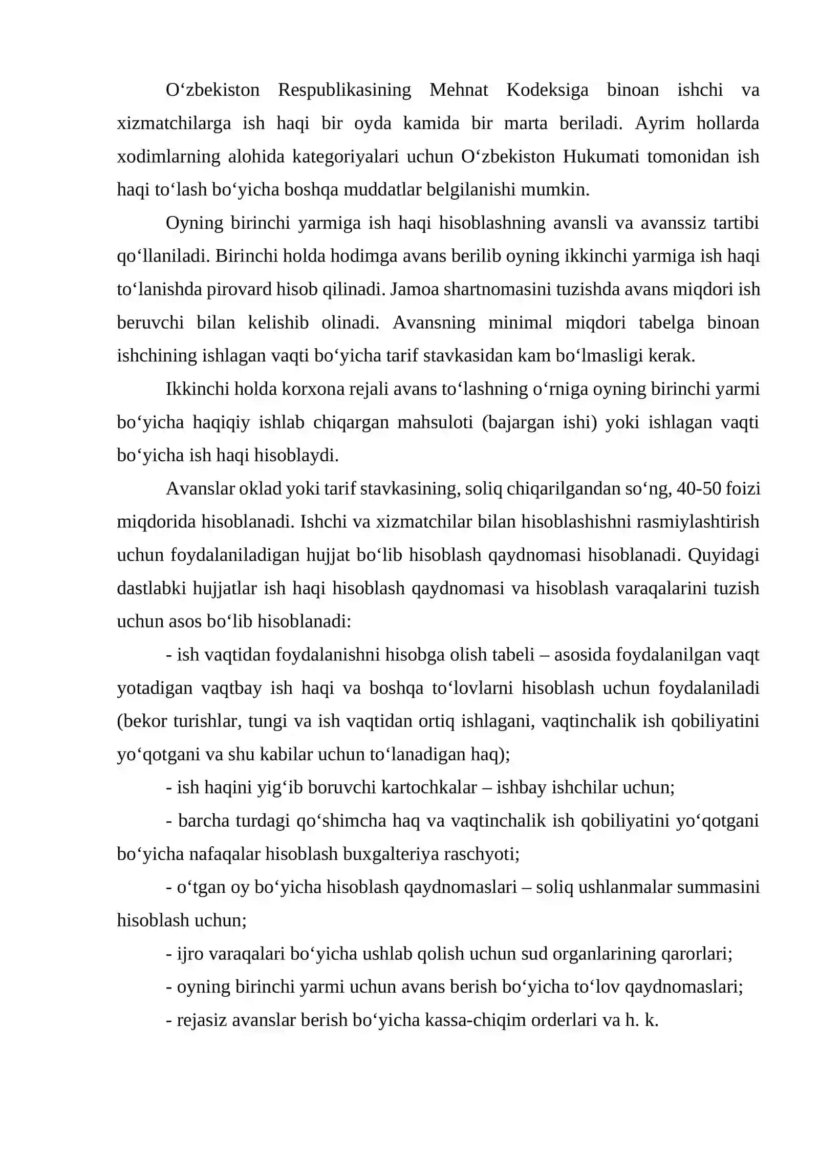 Mehnat xarajatlari hisobi KURS ISHI 3