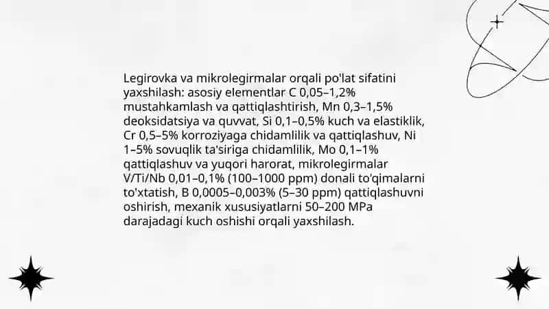 Po'latlarning sifatini yanada oshirish usullari 3