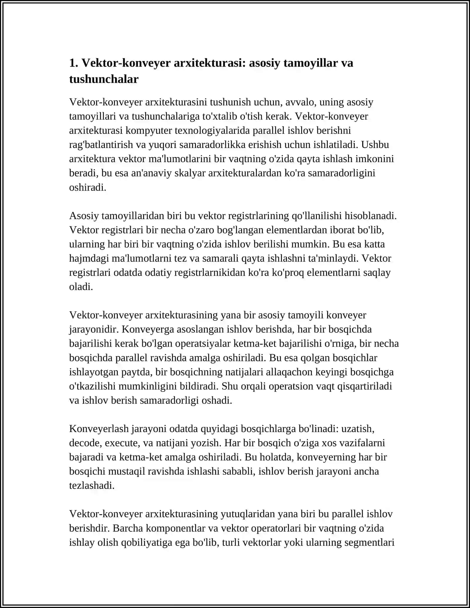 VEKTOR-KONVEYR ARXITEKTURASI, CRAY 90 KOMPYUTERI (FUNKTSIONAL BLOKLAR, YUQORI UNUMDORLIK DARAJASI) UMUMIY XOTIRALI PARALLEL KOMPYUTERLAR, NR SUPERDOME KOMPYUTERI 3