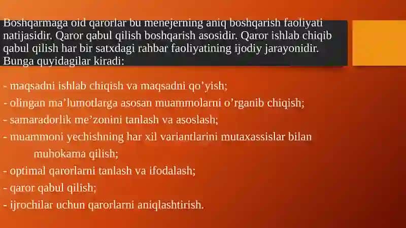 QAROR QABUL QILISH VA SAMARADORLIK 3