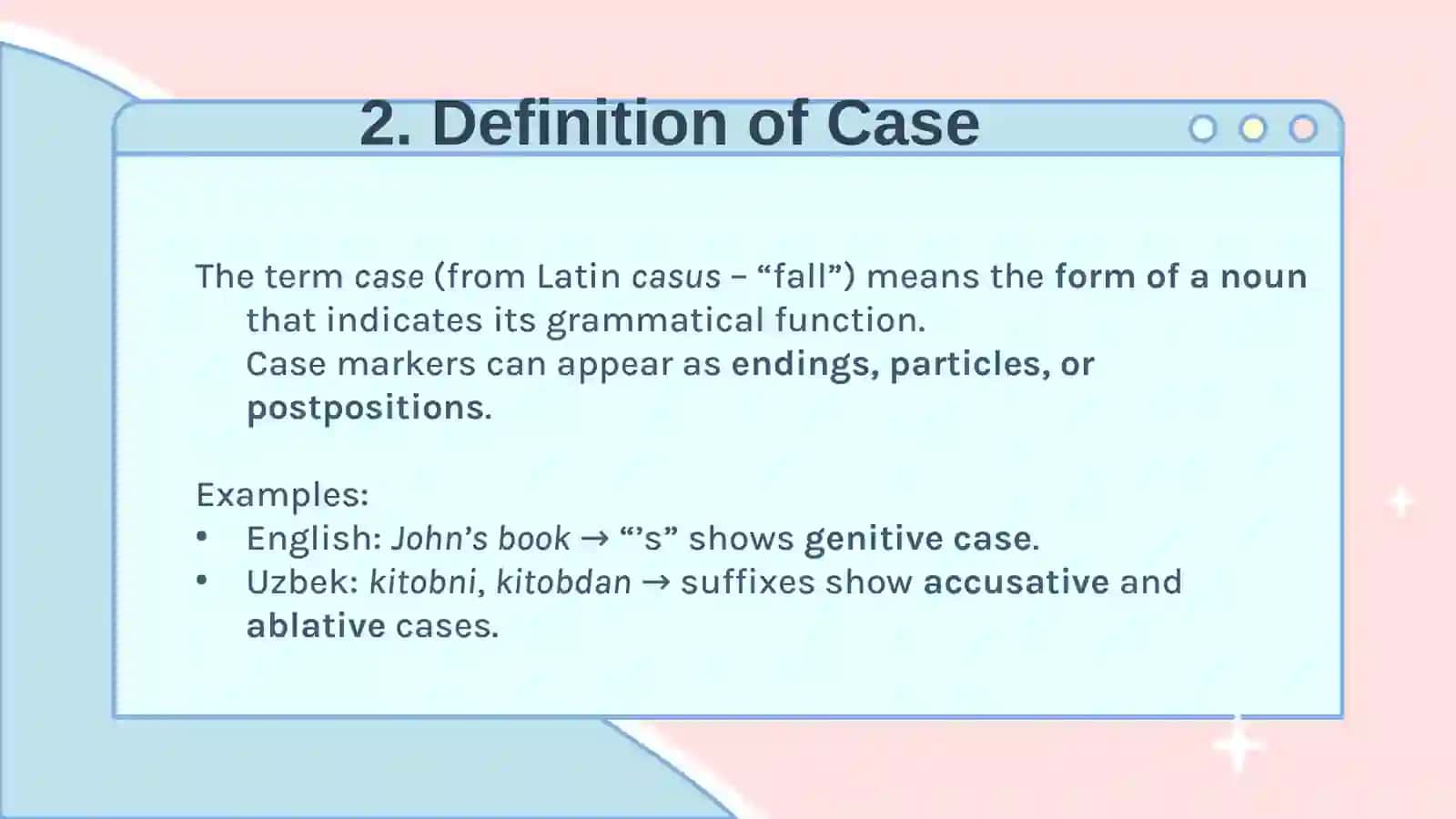 Typological category of case of nouns 3