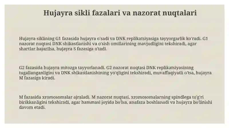Hujayra sikli va uning boshqaruv mexanizmlari 3