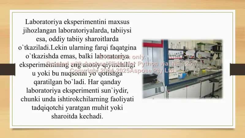 Laboratoriya eksprementining o‘ziga xosligi 3