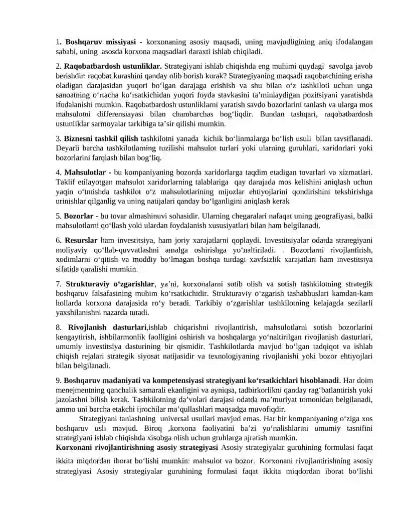 Korxona strategiyasi 3