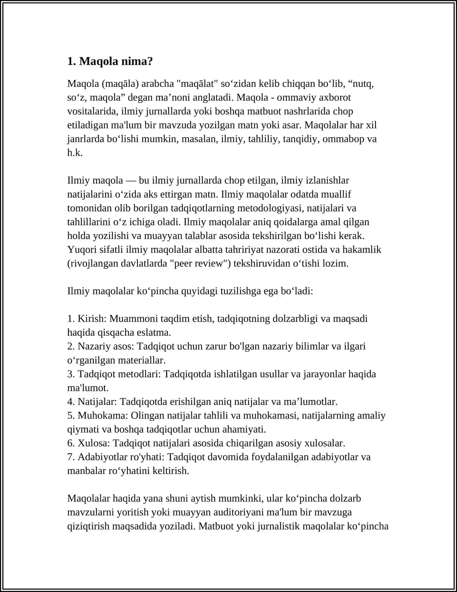 MAQOLA VA UNING TURLARI 3