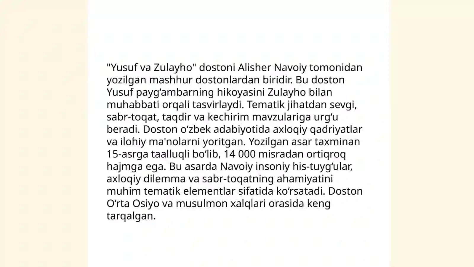 Yusuf va Zulayho dostoni 3