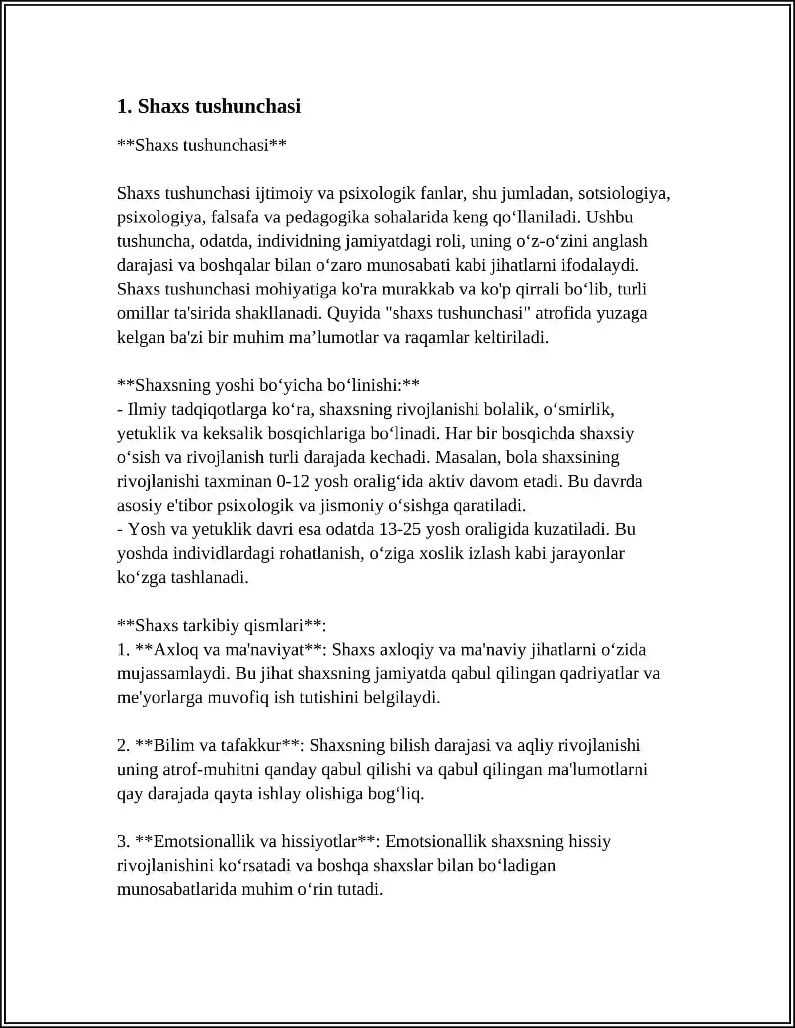 SHAXS HAQIDA TUSHUNCHA ESSE 3