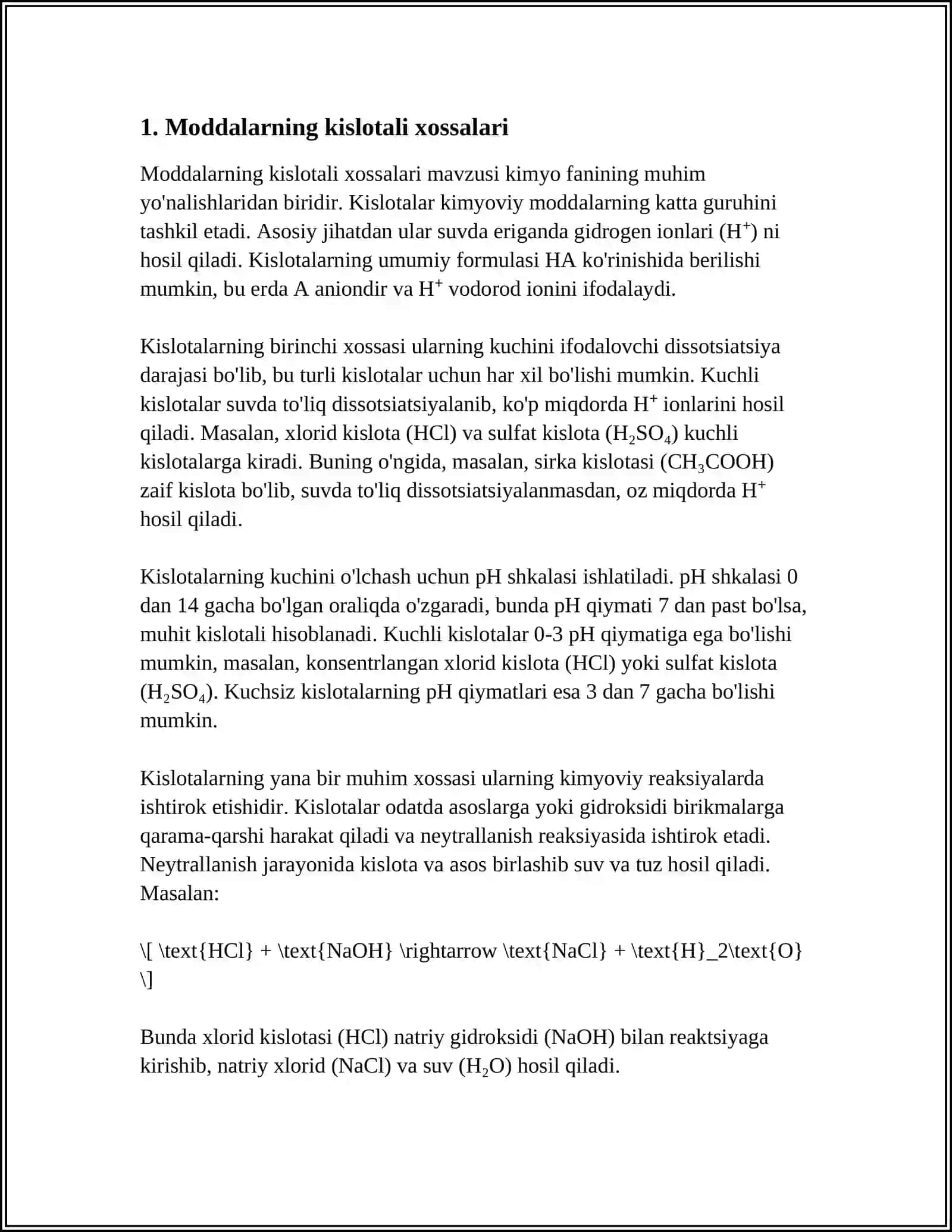 MODDALARNING KISLOTA ASOSLI XOSSALARI 3