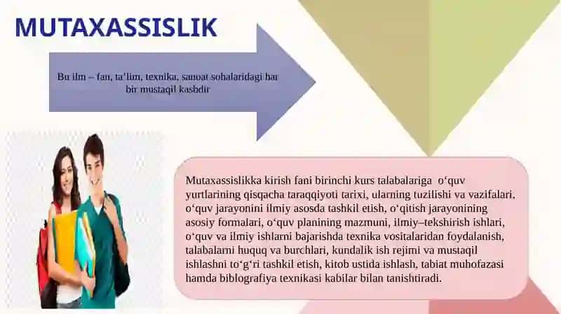 MUTAXASSISLIKKA KIRISH FAN SIFATIDA 3