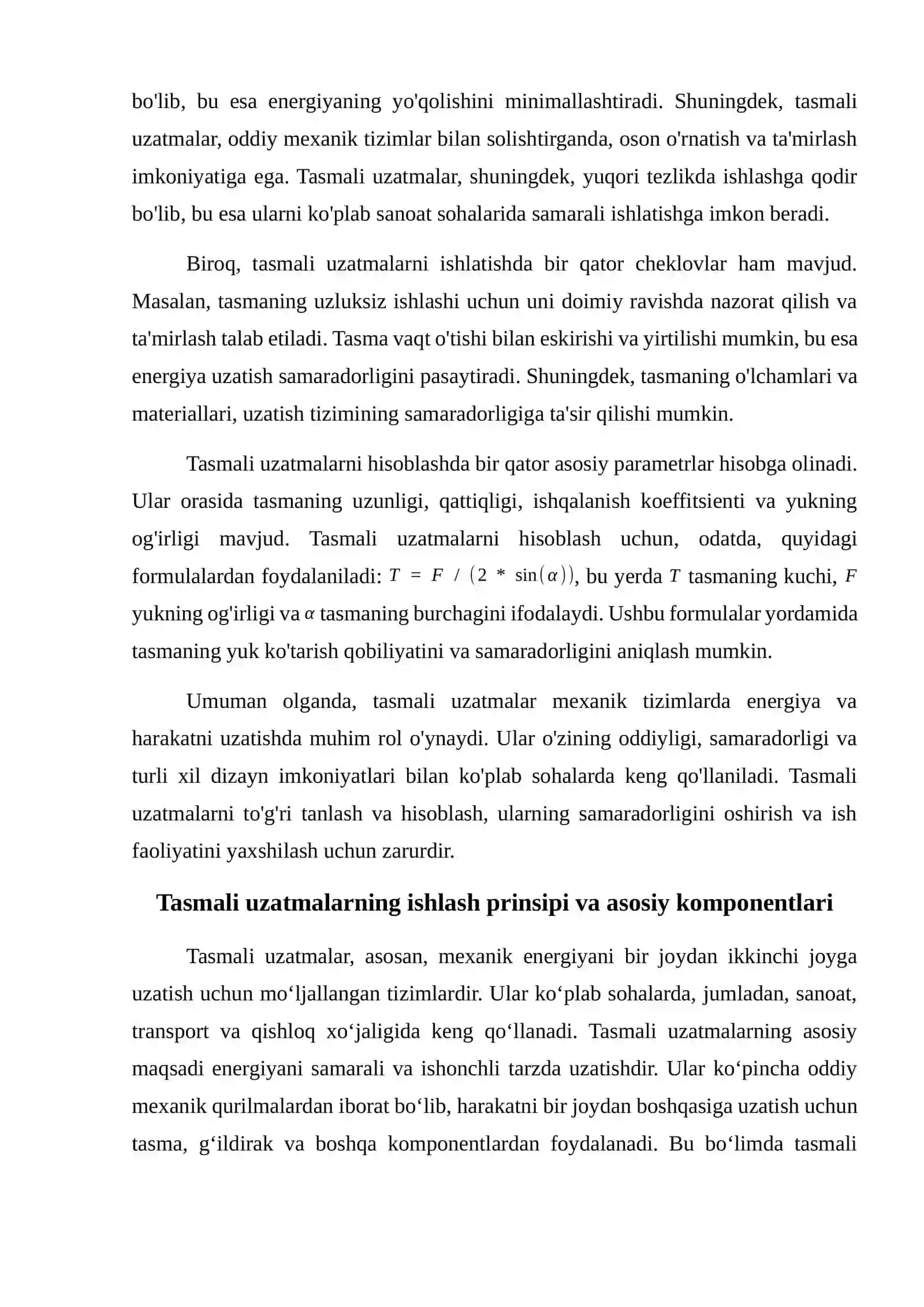 Tasmali uzatmalar umumiy ma'lumotlar va hisoblash asoslari. 3