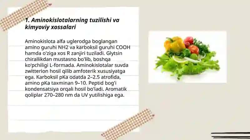 Aminokislotalar, oqsillar, fermentlar va gormonlar 3