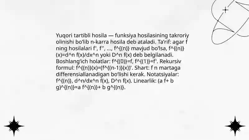 Yuqori tartibli hosilalar 3