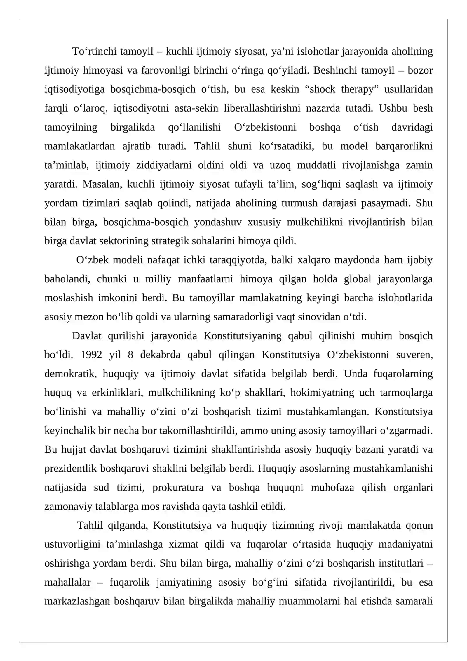 Oʻzbekiston Respublikasining oʻziga xos istiqlol va taraqqiyot yoʻli 3