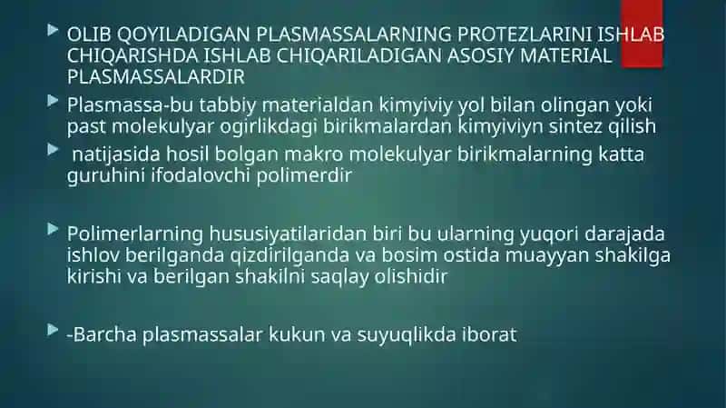 KARDOTTIYOYLI PROTEZLARNI TAYYORLASH 3