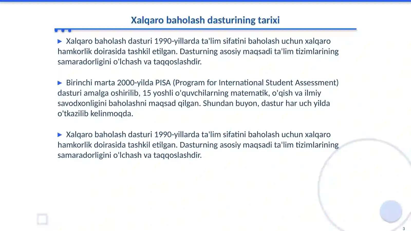 Xalqaro baholash dasturining maqsadi va vazifalari 3