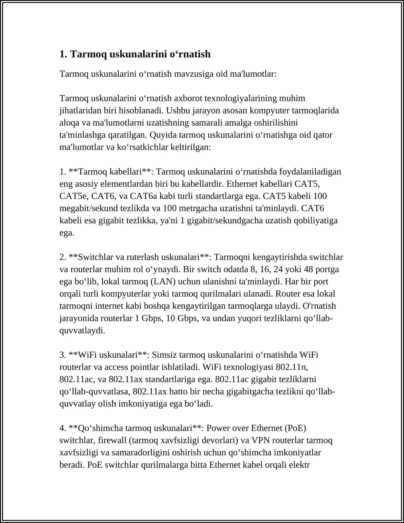 Tarmoq uskunalarini o‘rnatish 3