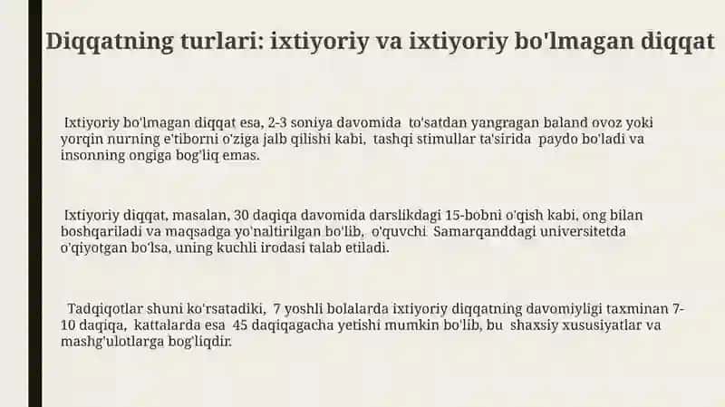 Diqqatning Xususiyatlari va Turlari 3