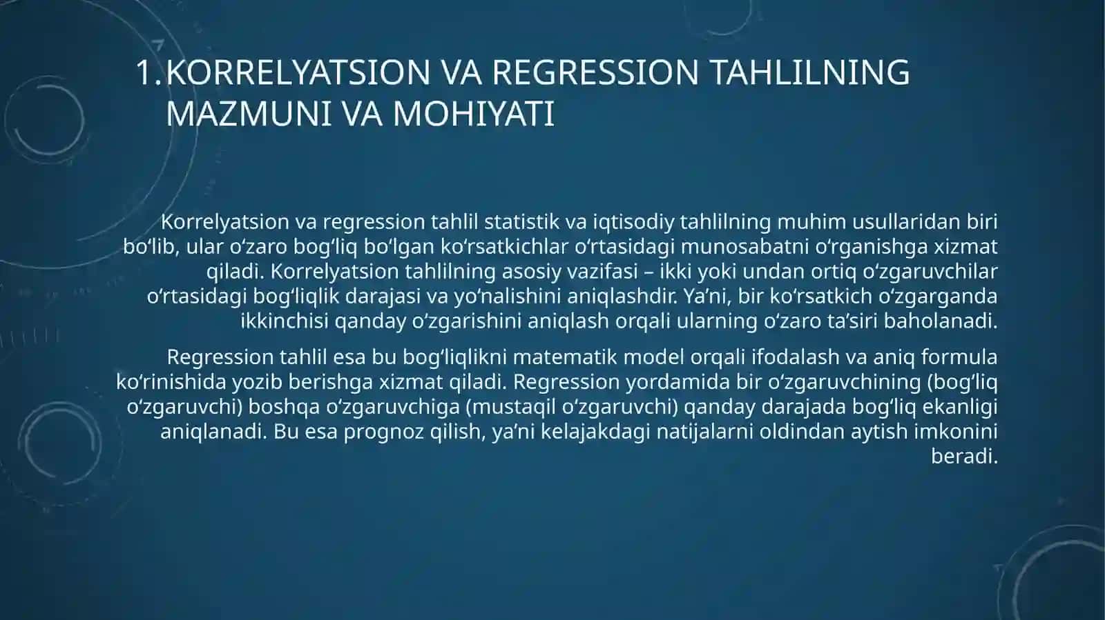 Korrelyatsion va regression tahlil usullari 3