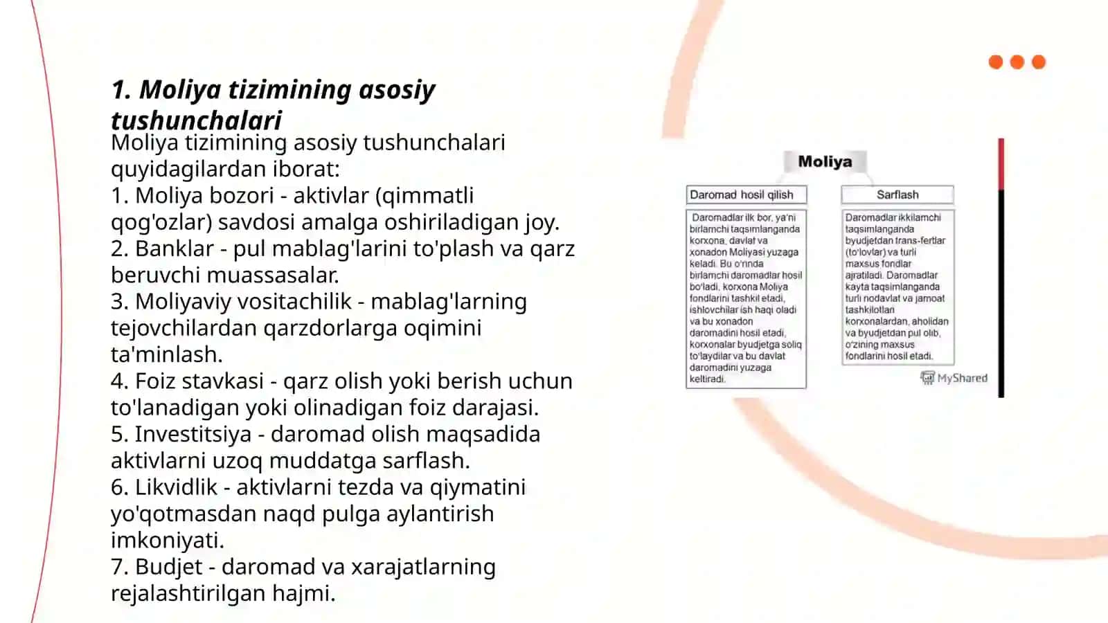 Moliya tizimi va uning tarkibi. Moliya strategiyasi 3