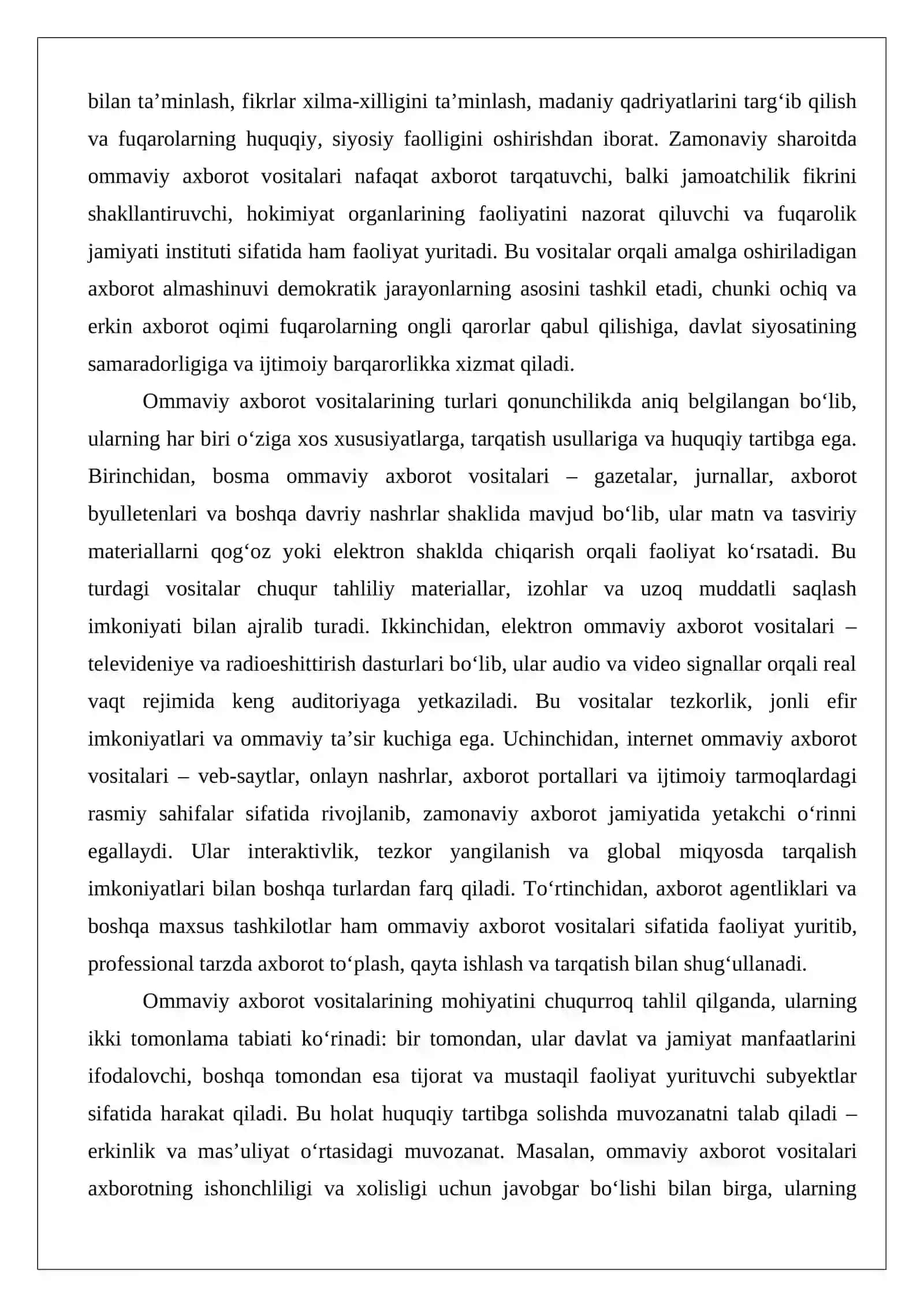 Jamiyat hayotida ommaviy axborot vositalarining o‘rni 3