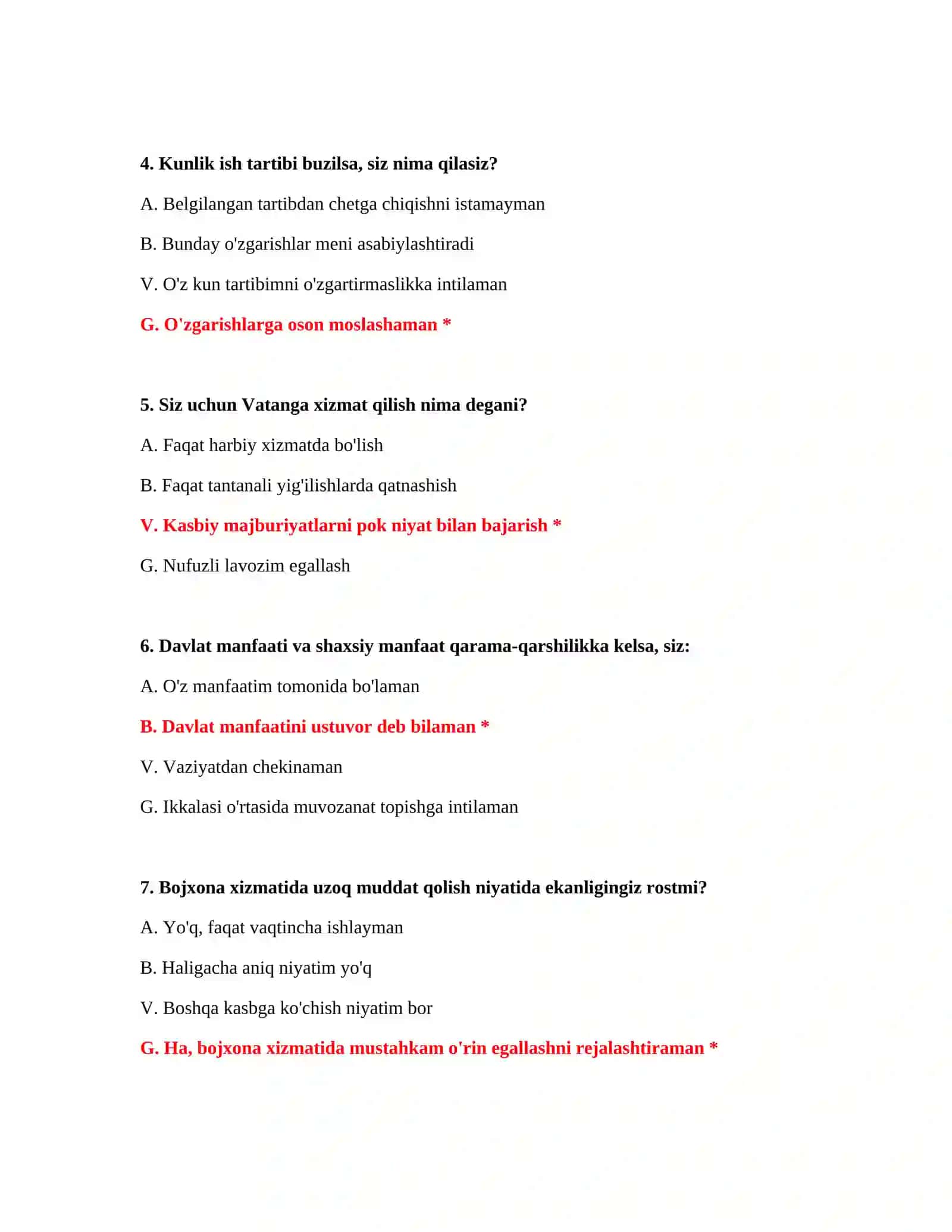 Bojxona ishga kirish IQ savol javoblari 3