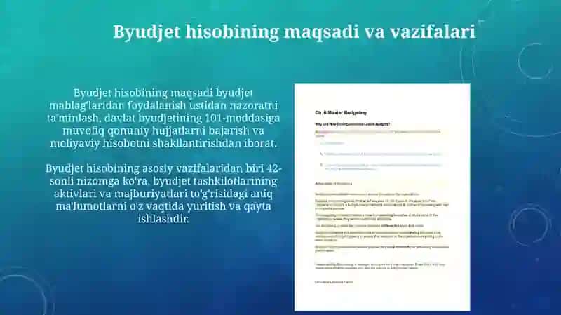 Byudjet hisobining maqsadi va vazifalari 3