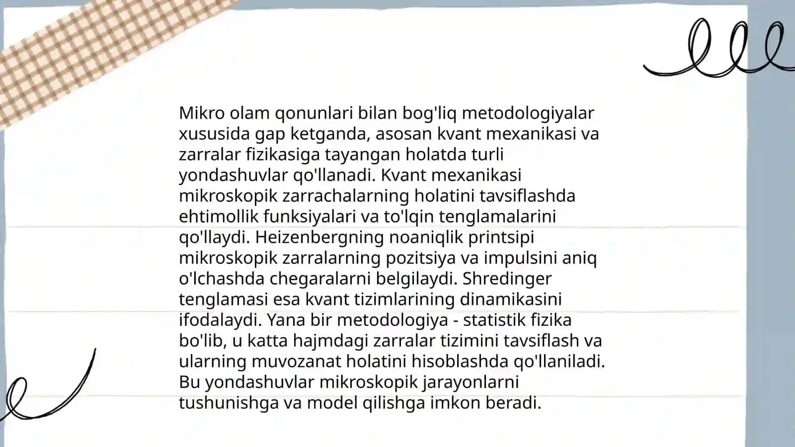 Mikro olam qonunlariga bo'ysinuvchi usullarni solishtirish 3