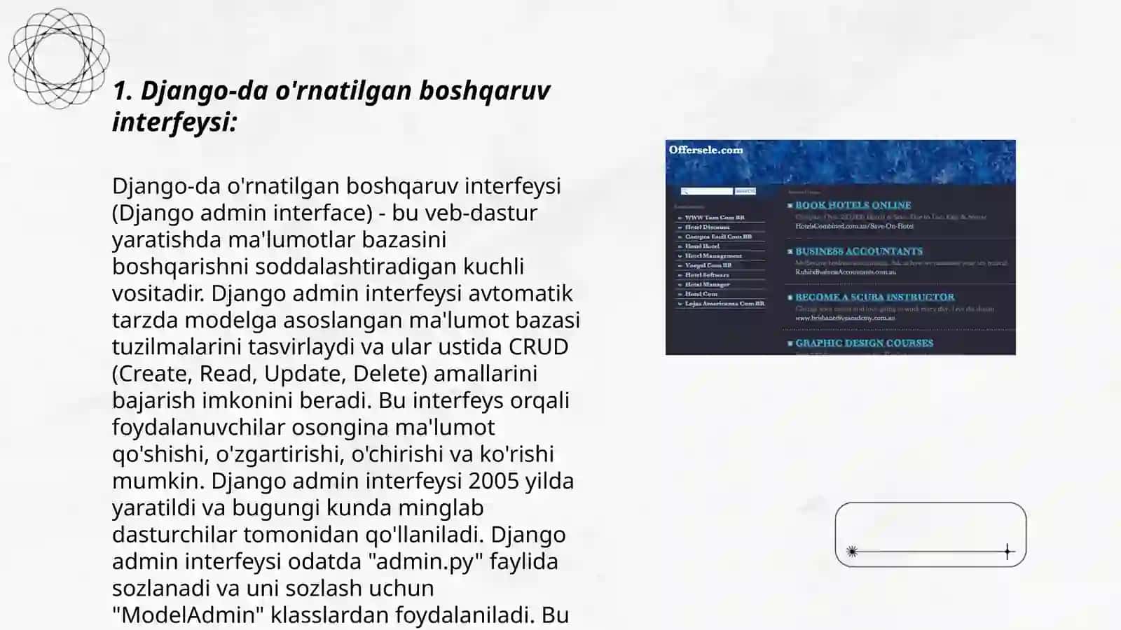 Django-da o'rnatilgan boshqaruv interfeysi 3