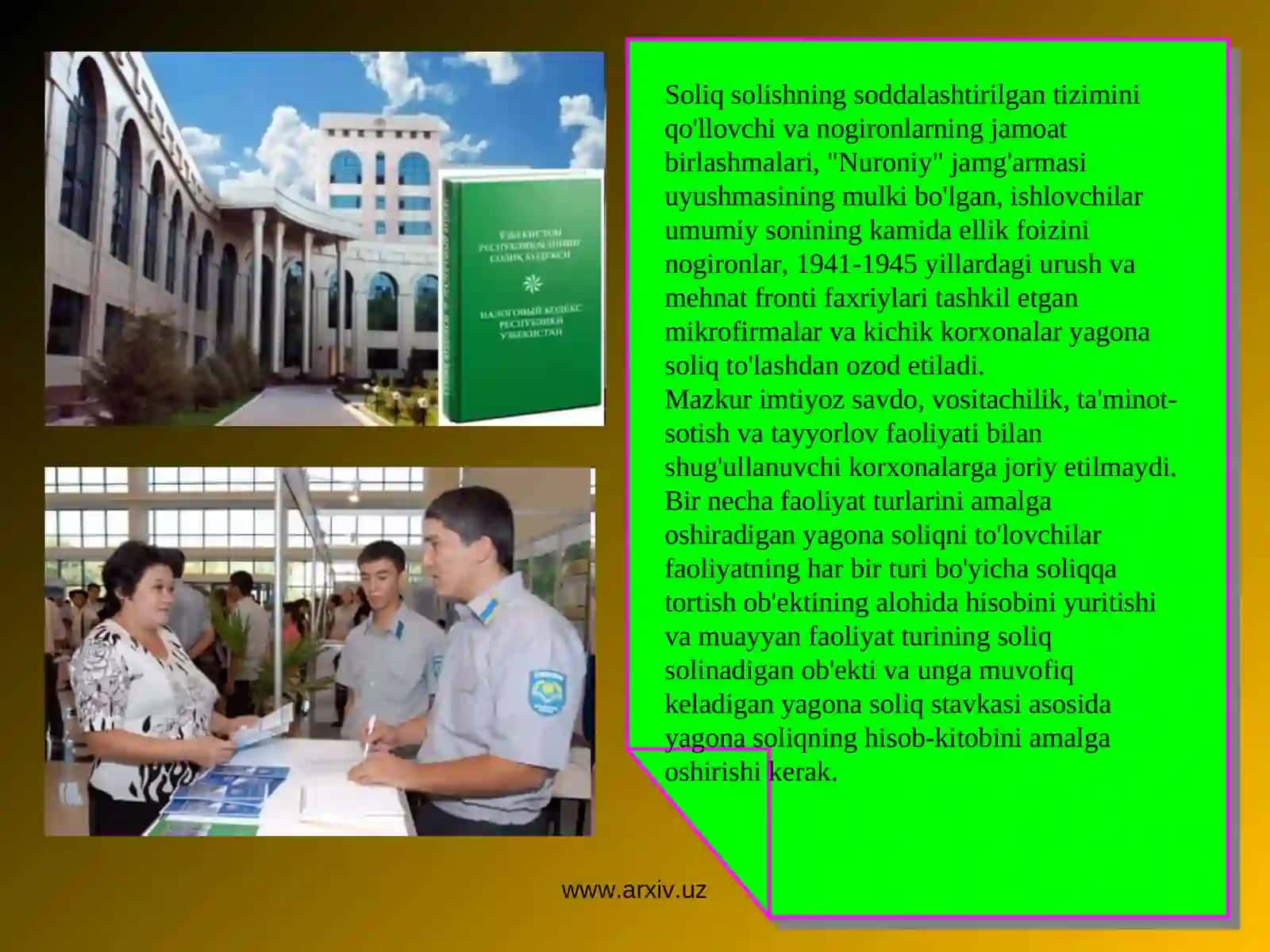 Yagona soliq to'lovchilarining tarkibi va uning ob'ekti 3