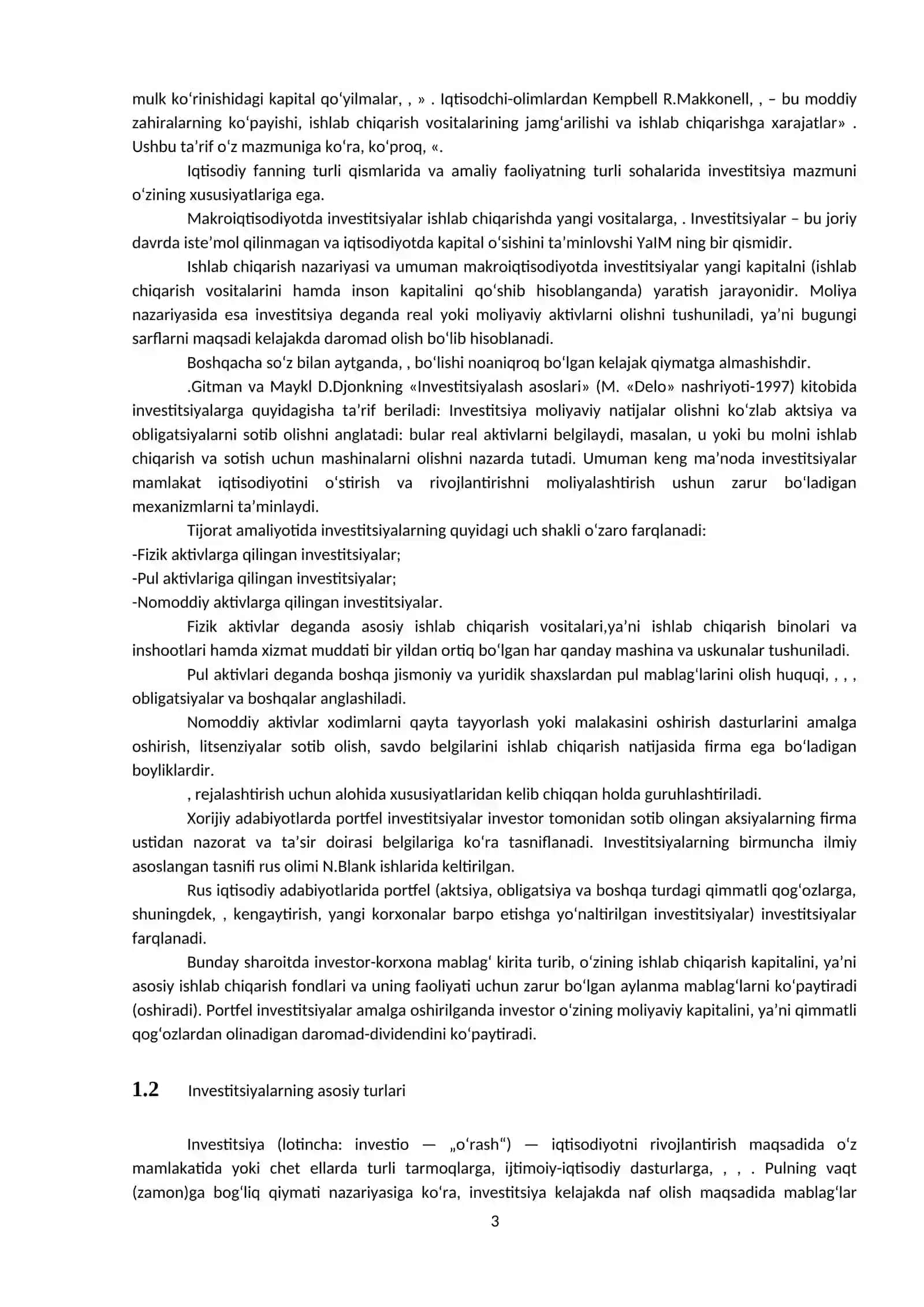Investitsiyalar va uning darajasini belgilovchi omillar 3