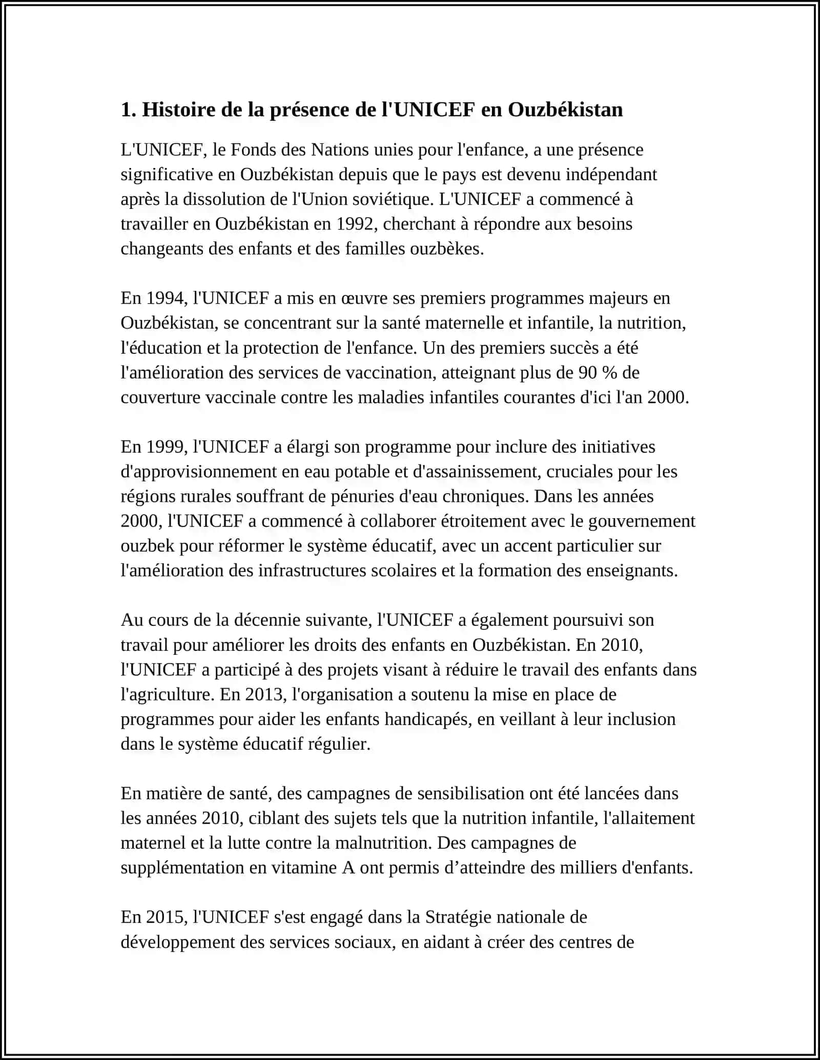 Présence de l'UNICEF en Ouzbékistan 3