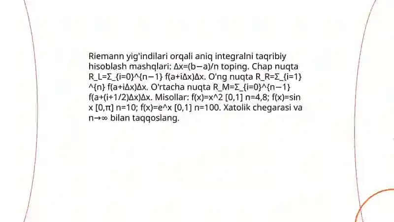 Aniq integrallni taqribiy hisoblash formulalari 3