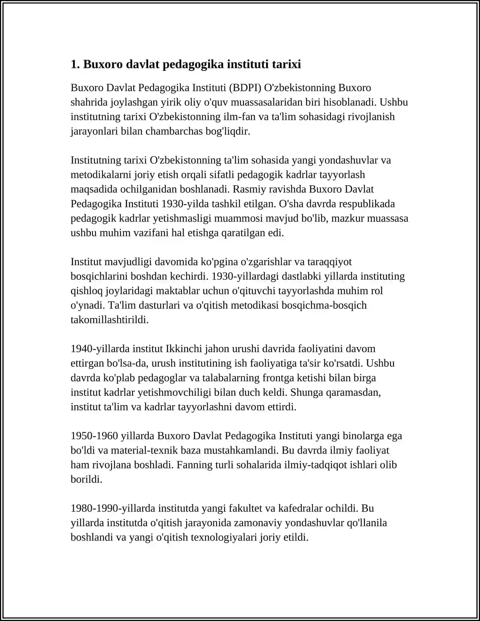Buxoro Davlat Pedagogika Instituti Referat 3
