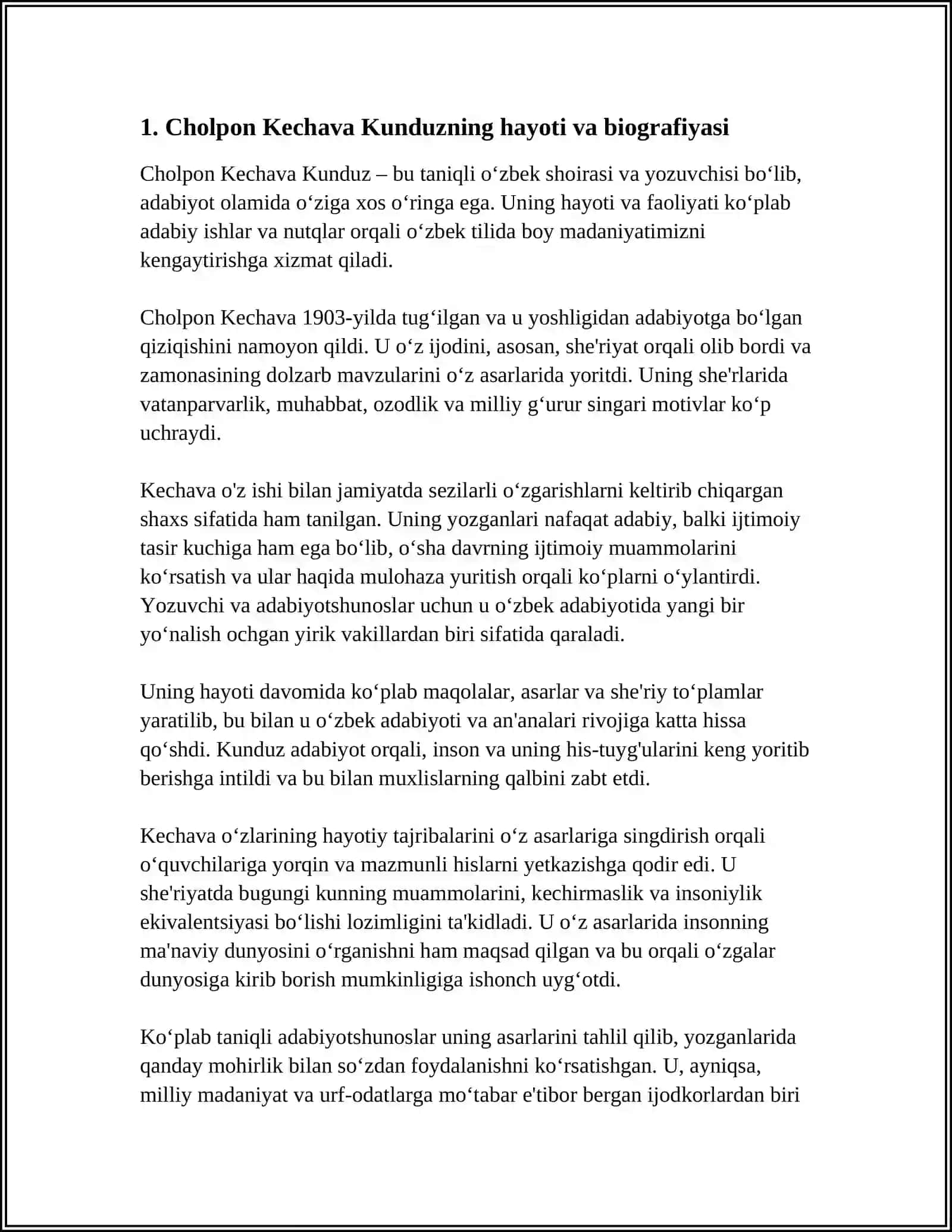 CHOLPON KECHAVA KUNDUZ 3