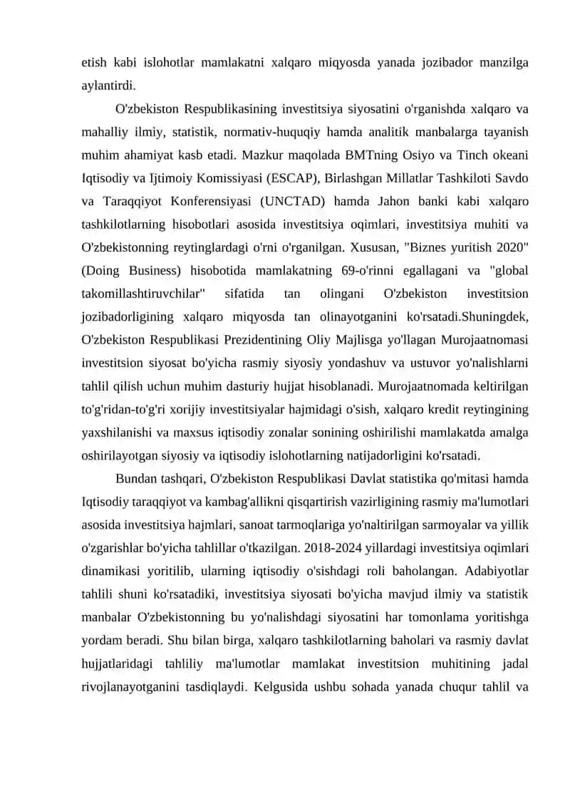 OʻZBEKISTON RESPUBLIKASINING INVESTITSIYA SIYOSATI 3