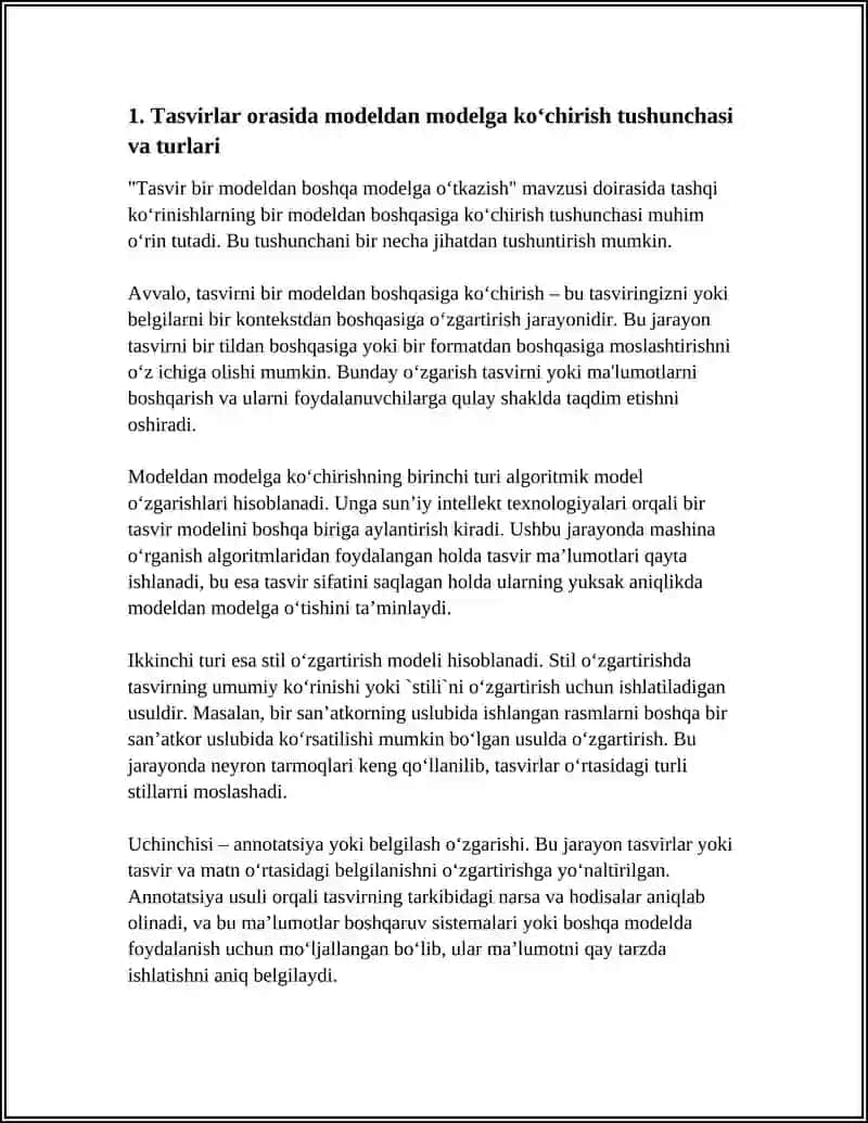 TASVIR BIR MODELDAN BOSHQA MODELGA OʻTKAZISH 3