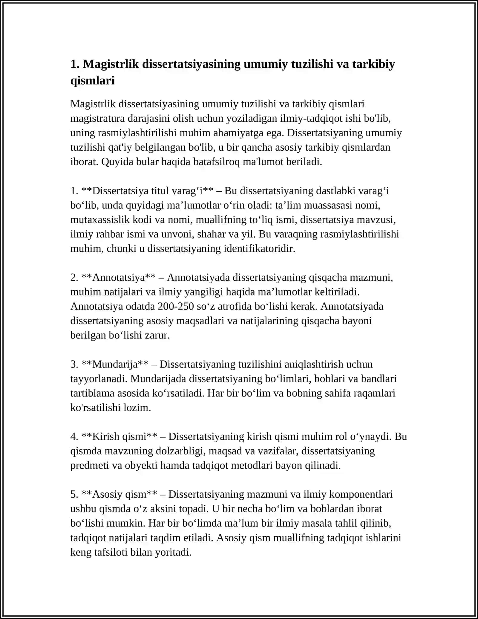 MAGISTIRLIK DISSERTATSIYASINI RASMIYLASHTIRISH 3