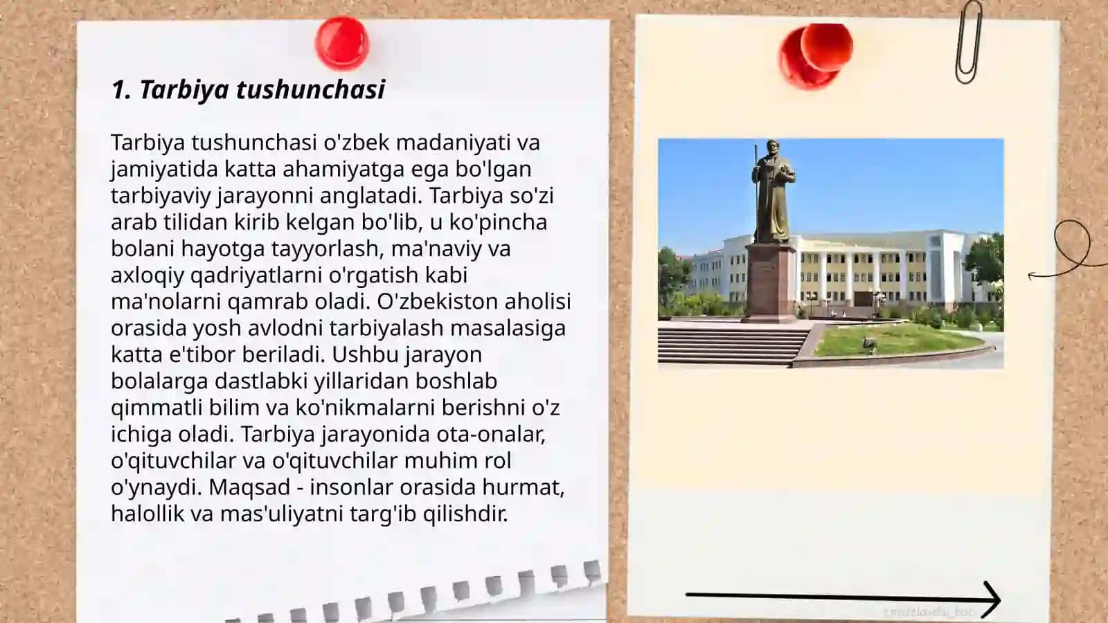 "Tarbiya" fani shakllari,ularning turlari mavzusida tayyorlagan slaydi 3