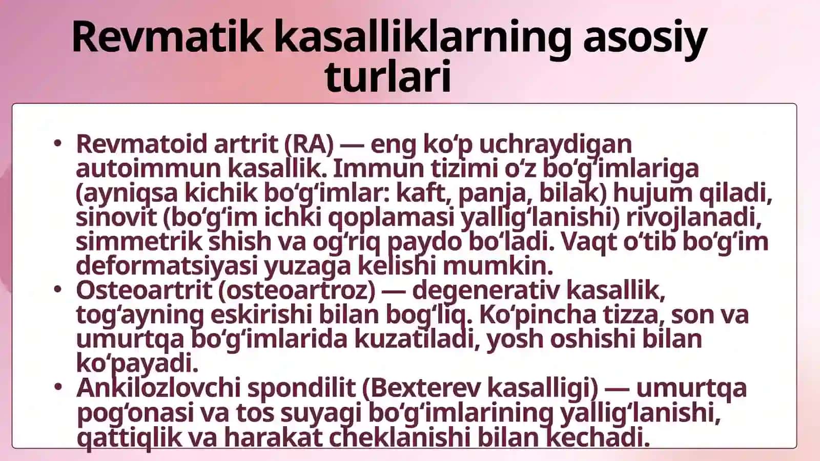 Revmatik kasalliklar. Sinovit 3