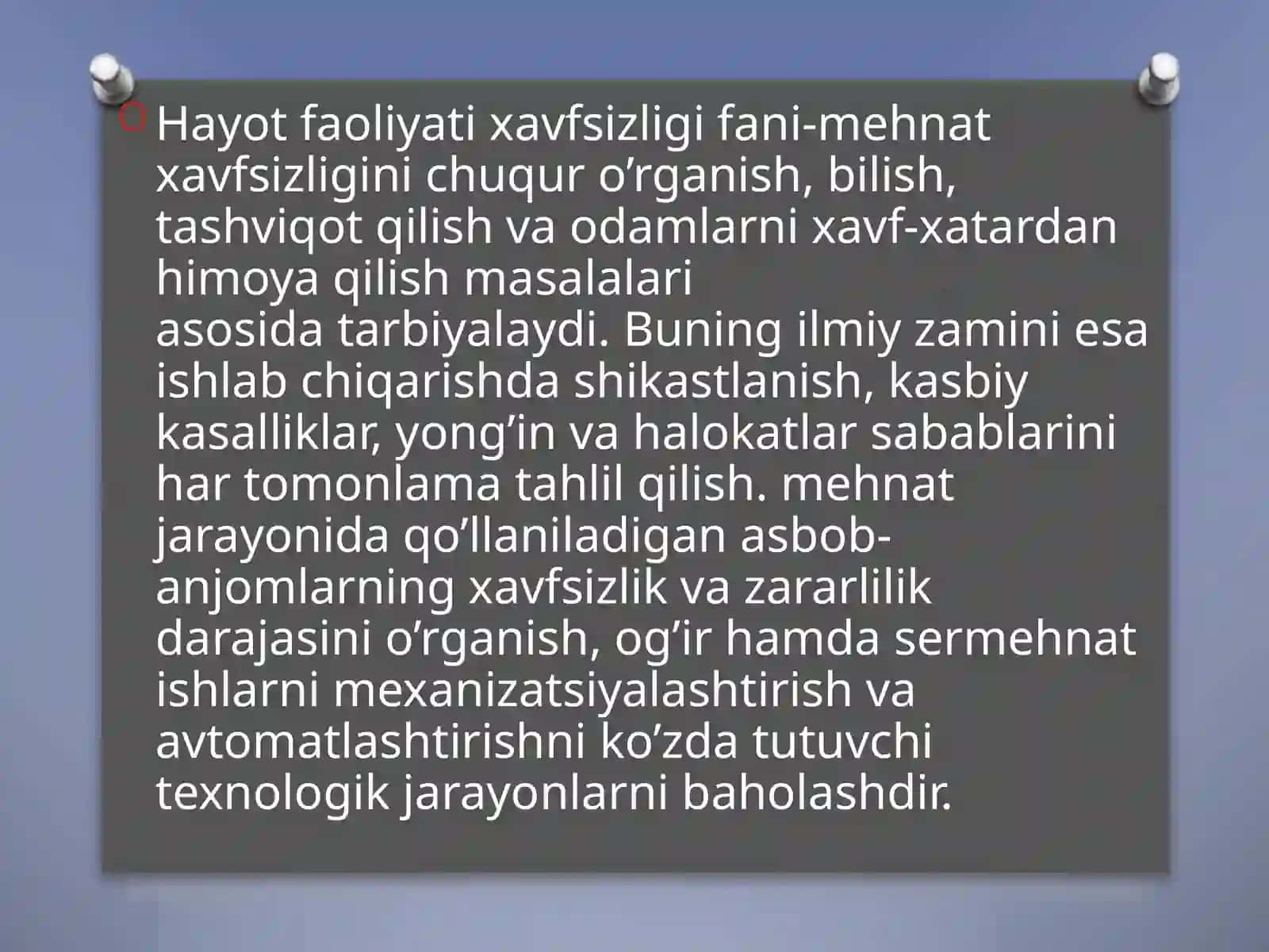 Hayot xafsizligini boshqarish 3