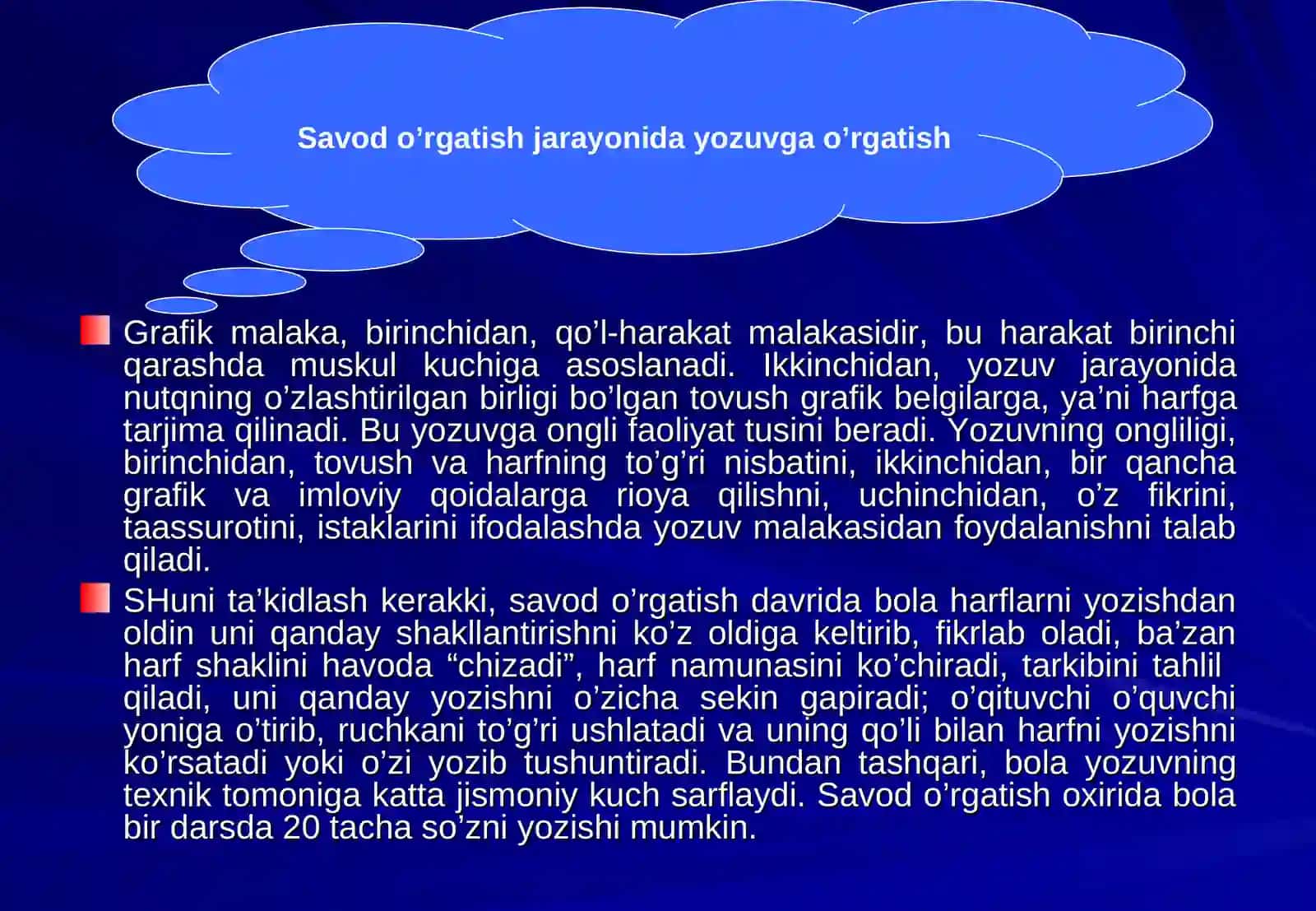Savod o’rgatish jarayonida yozuvdan ham elementar malaka hosil qilish 3
