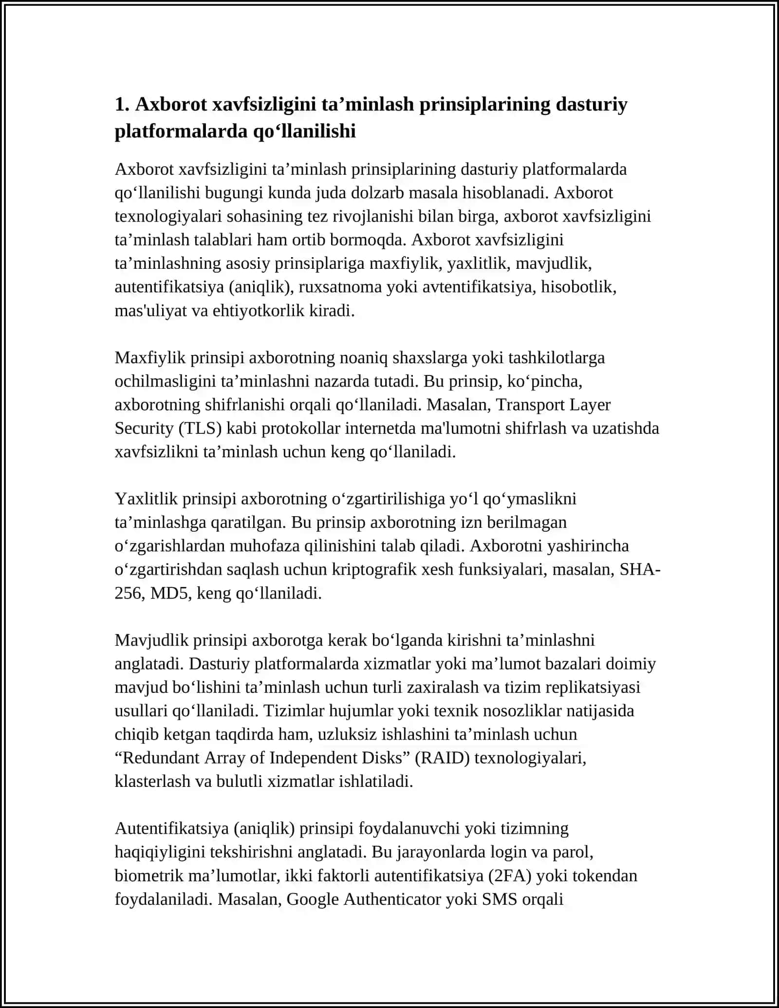 DASTURIY PLATFORMALAR UCHUN XAVFSIZLIK BOSHQARUVI 3