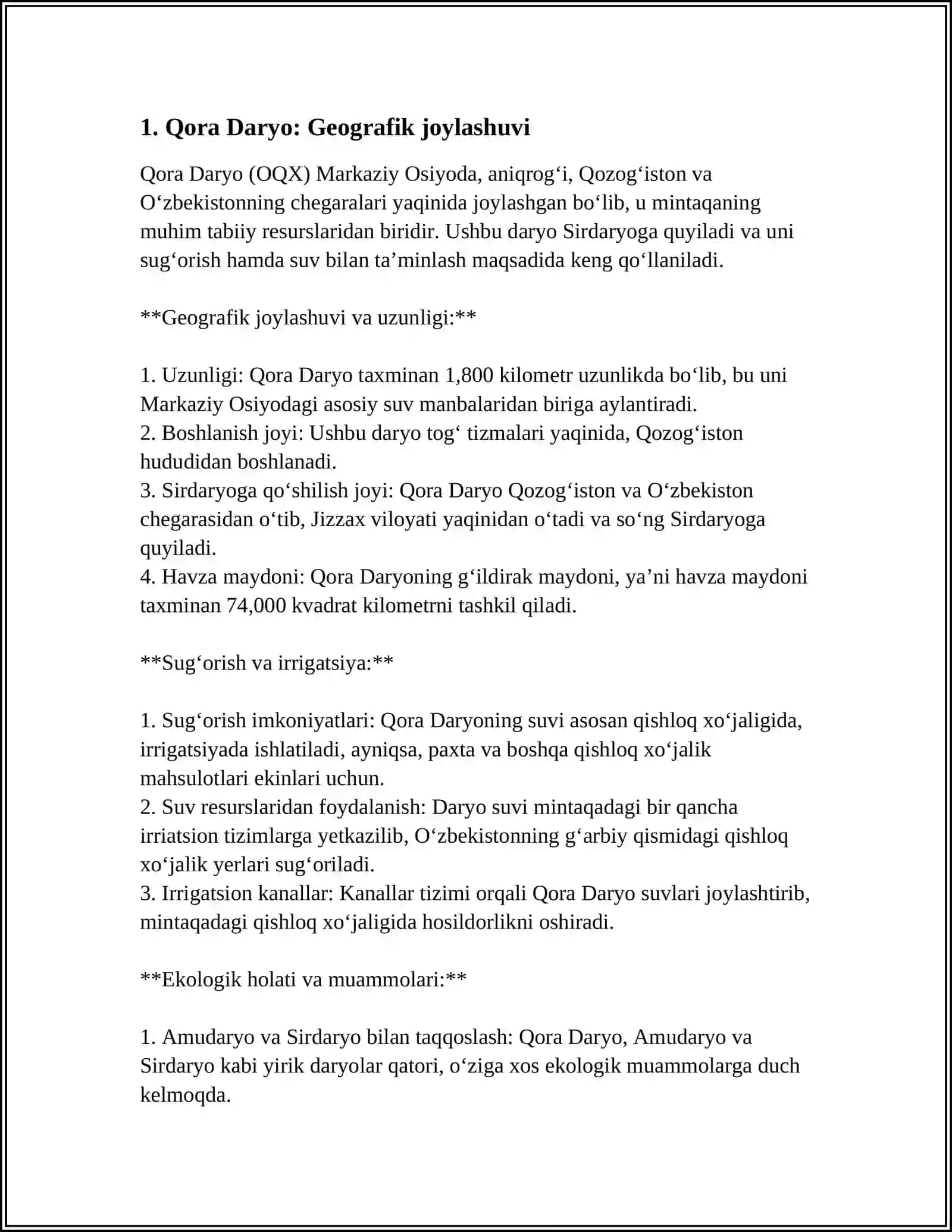 QORA DARYOGA UMUMIY TABIIY GEOGRAFIK TAVSIF 3