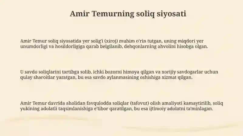 Amur Temurning iqtisodiy qarashlari 3