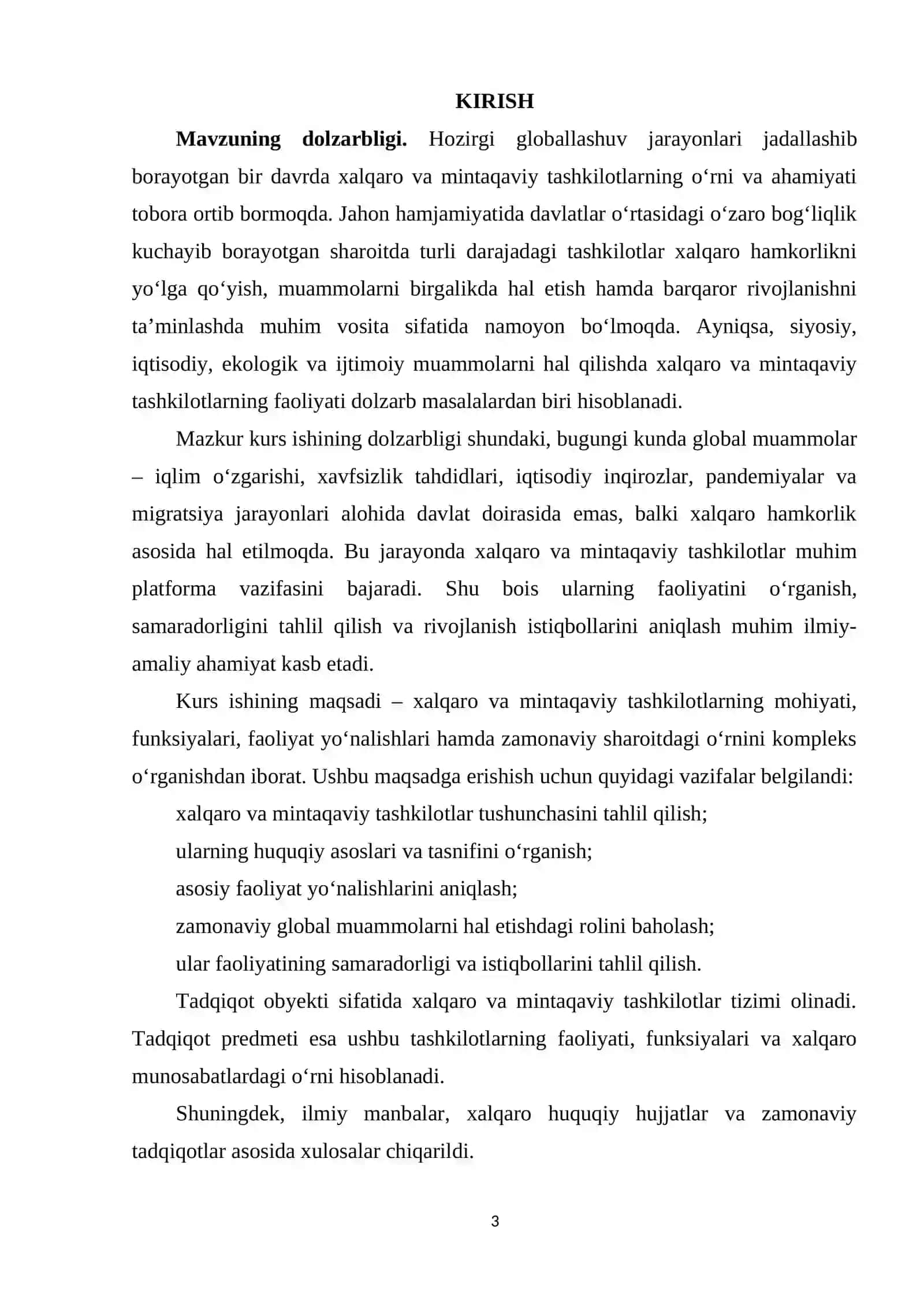 XALQARO VA MINTAQAVIY TASHKILOTLAR FAOLIYATI 3