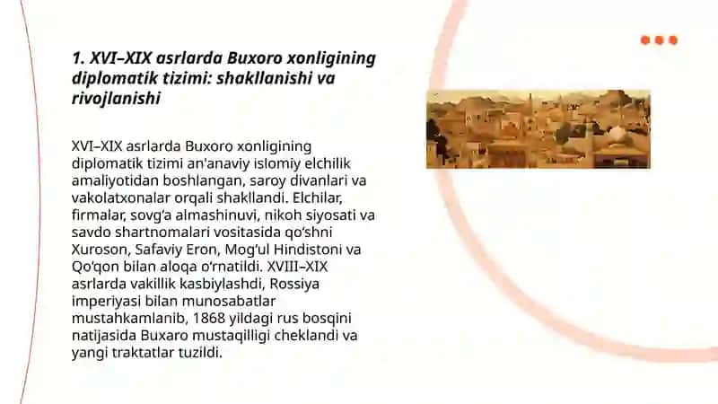 XVI-XIX asr Buxoro xonligi (amirligi) diplomatik aloqalari tarixshunosligi 3